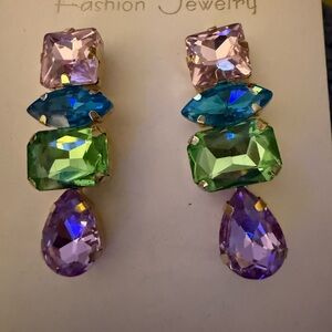 Elegant Multicolor Crystal Drop Earrings